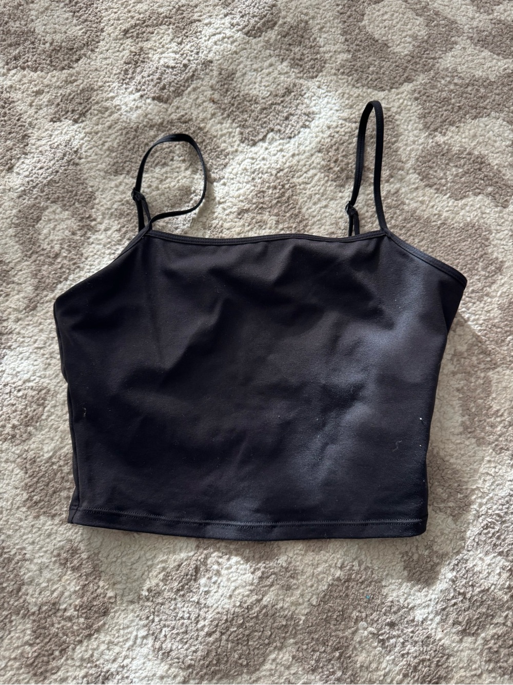 Alo Classic Black Spaghetti Strap Crop Top